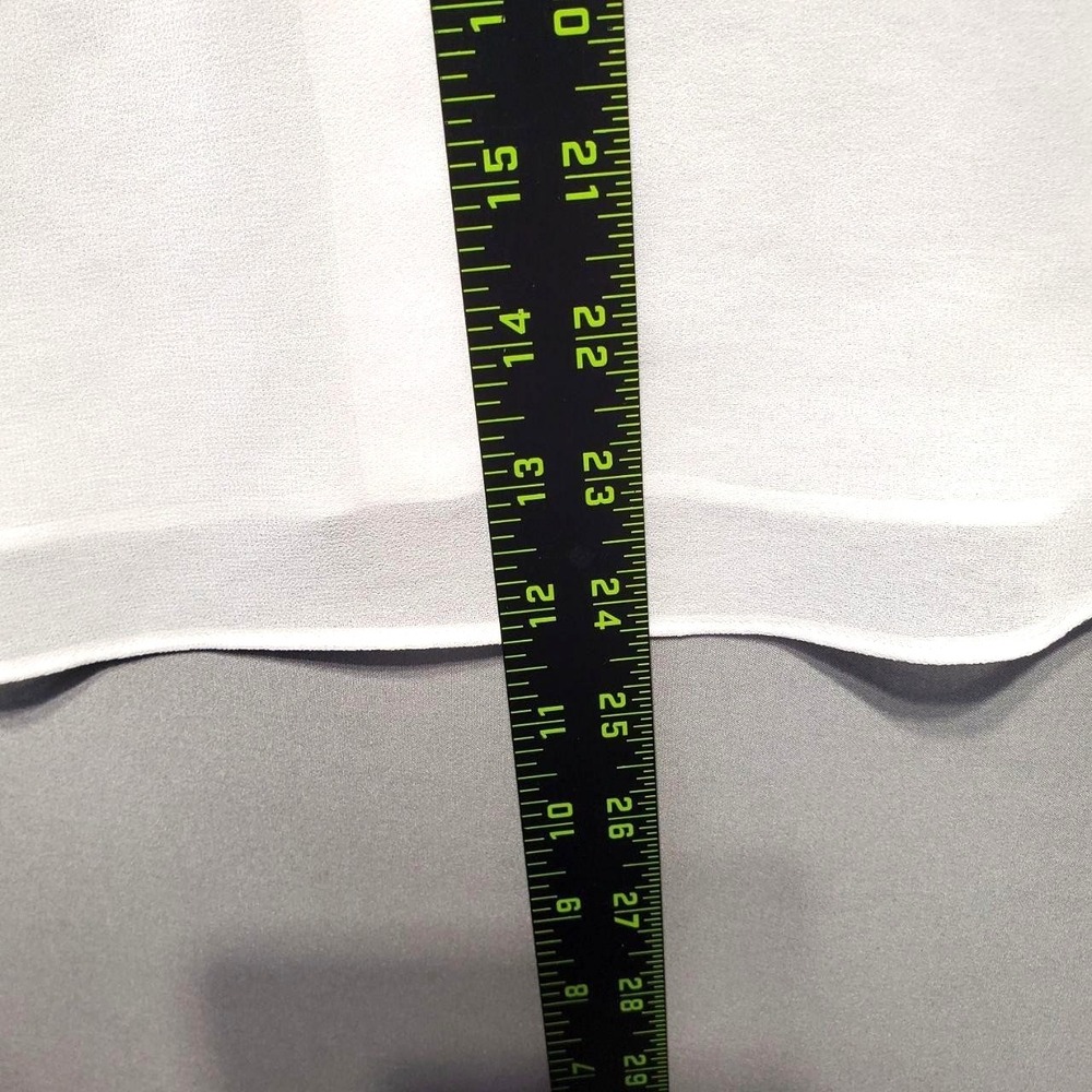 White House Black Market Sheer Ruffle Blouse Womens S White Chiffon Romantic - Picture 8 of 10